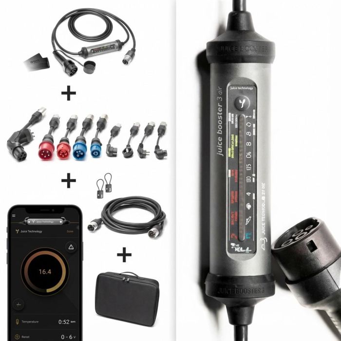 Juice Technology JUICE BOOSTER 3 air MASTER Traveller Set Cargador EV - 1,4-11 kW - Cable 8,1 m - Color Anthrazit/Schwarz Juice Technology JUICE BOOSTER 3 air MASTER Traveller Set Cargador EV - 1,4-11 kW - Cable 8,1 m - Color Anthrazit/Schwarz