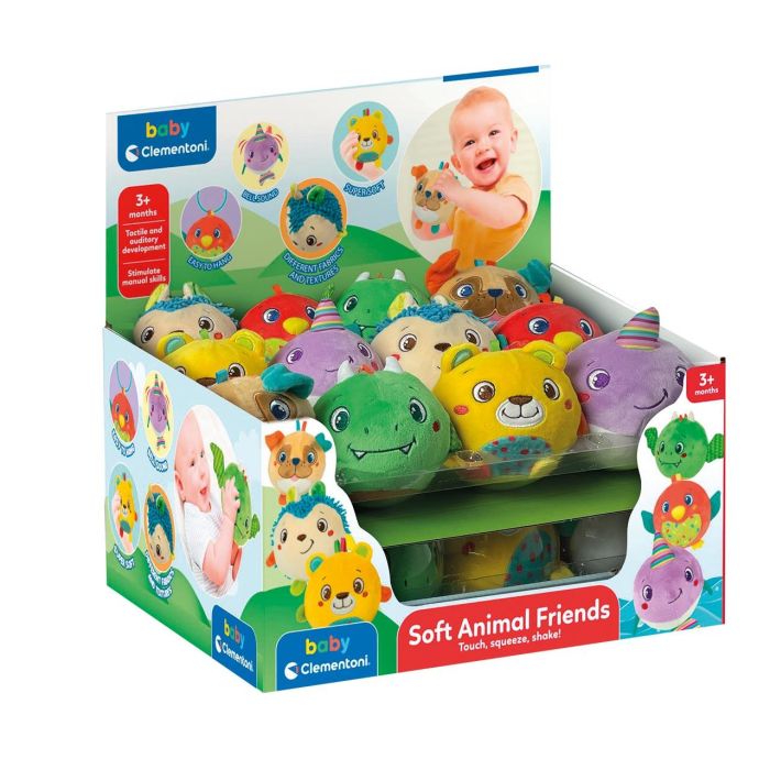 Clementoni Display Suaves Amigos Animales 17683 Sonajero Texturas Desarrollo Sensorial +3 Meses 2