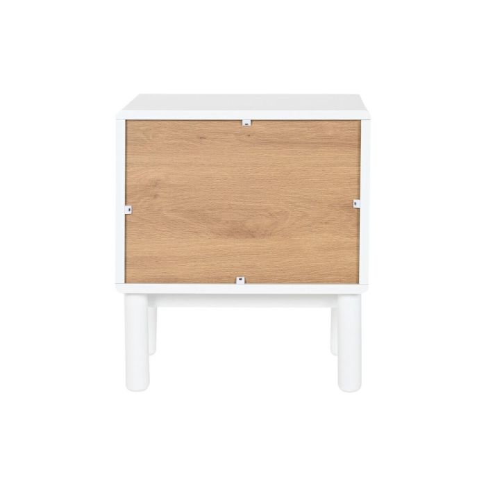 Mesita de Noche Home ESPRIT Blanco Natural Poliuretano Madera MDF 48 x 40 x 55 cm 1