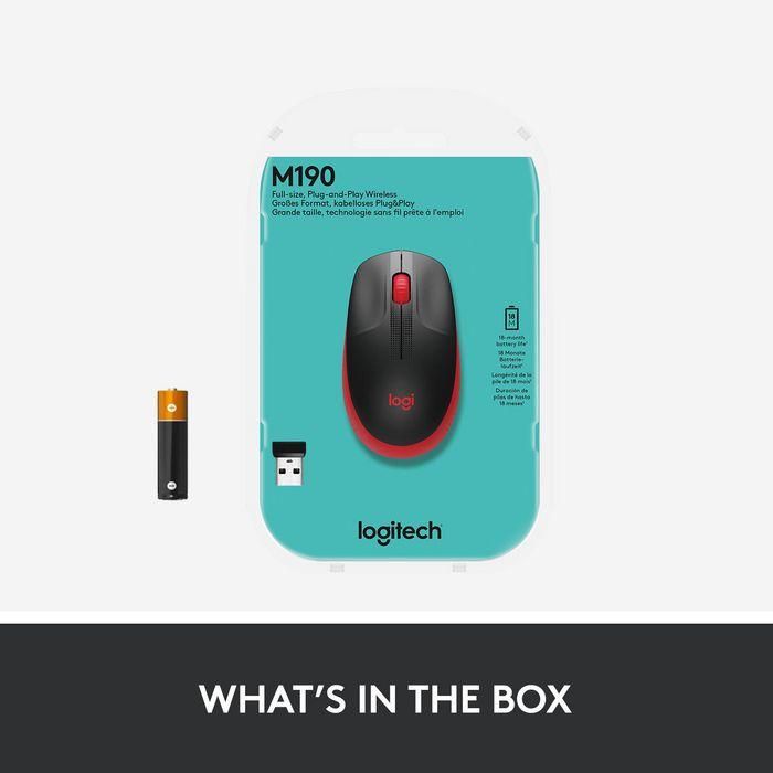 Logitech Ratón M190 Inalámbrico 1000Ppp Ambidiestro 3 Botones Rojo 11 Logitech Ratón M190 Inalámbrico 1000Ppp Ambidiestro 3 Botones Rojo 11