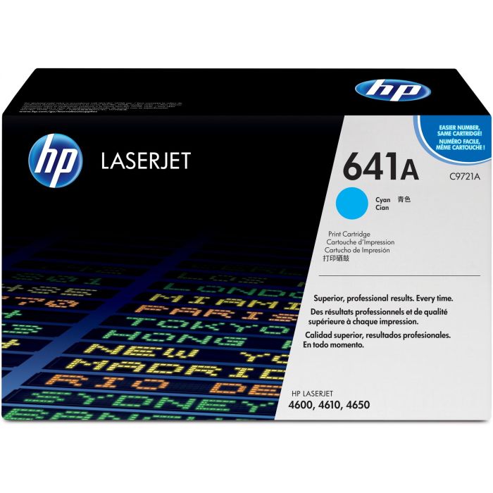 HP 641A C9721A Tóner Original LaserJet Cian 8.000 páginas Rendimiento Estándar para HP LaserJet 4600, 4650 0 HP 641A C9721A Tóner Original LaserJet Cian 8.000 páginas Rendimiento Estándar para HP LaserJet 4600, 4650 0