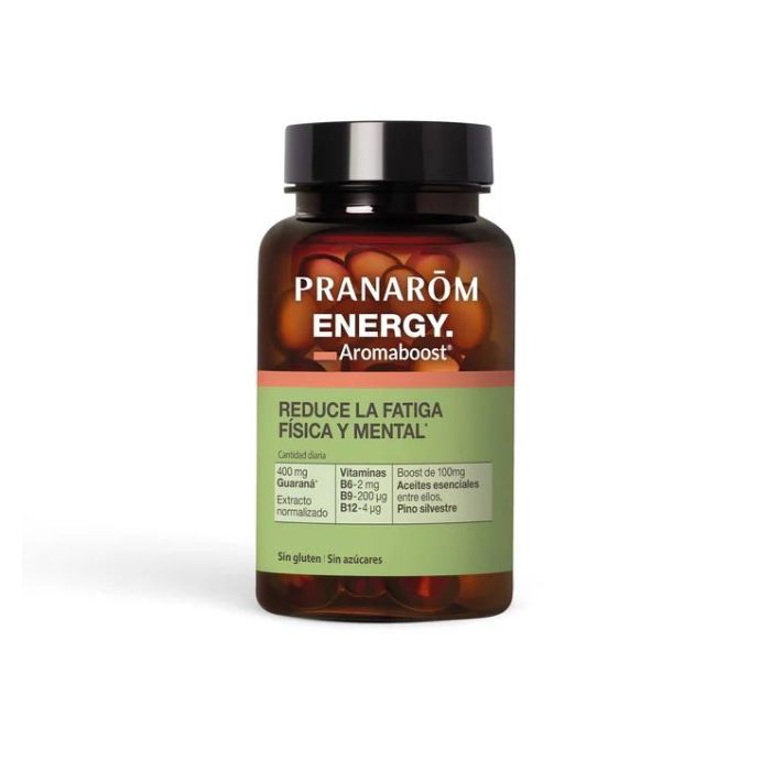 Aromaboost Energy 60 Cápsulas Bio | Reduce Cansancio y Fatiga con Vitaminas B y Aceites Esenciales sin Gluten