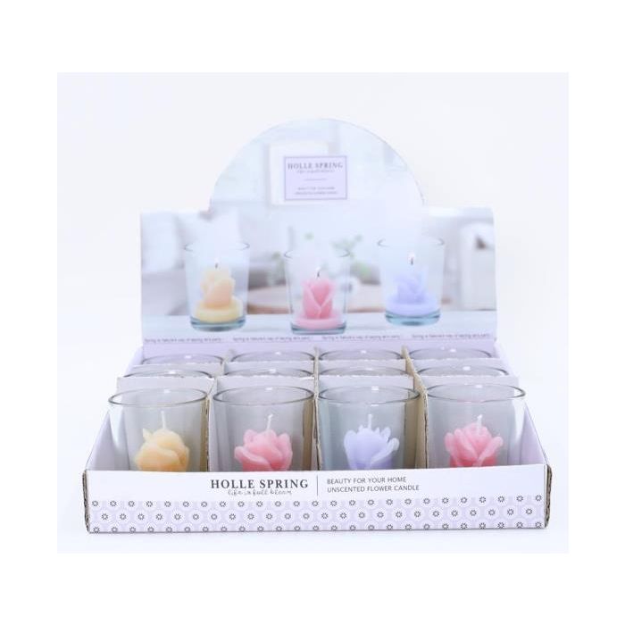 DKD Home Decor Vela Shabby Surtido Colores Amarillo, Lila, Rosa de Cera y Cristal 5x7x5 cm - Pack de 12 Unidades
