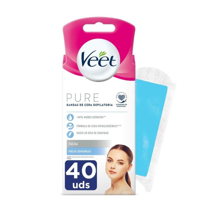 Veet Bandas De Cera Pure Facial Piel Sensible