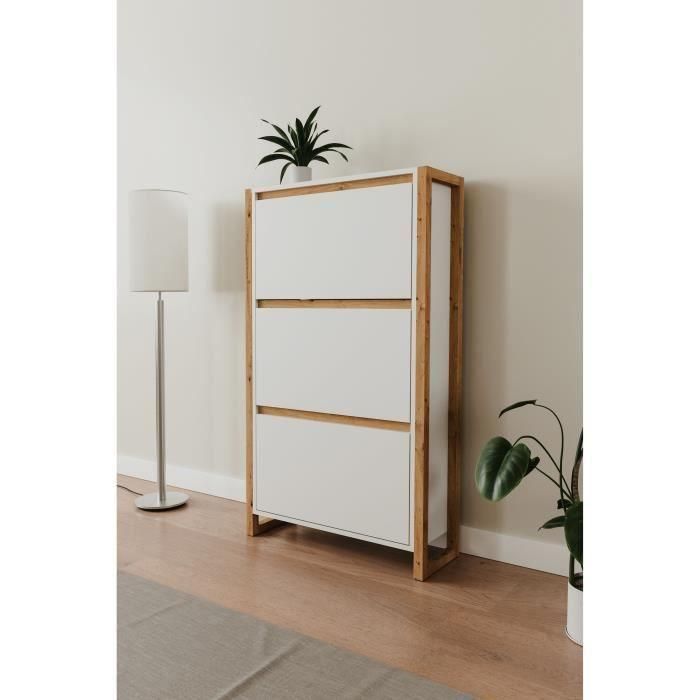 Denver Zapatero 49A DENVER003994 Blanco / Roble 70 x 25 x 125 cm 2
