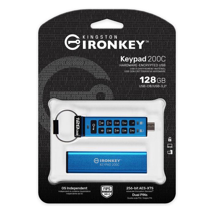 Kingston IronKey Keypad 200C 128GB AES-256 USB-C con Teclado Integrado y Protección Nivel 3 2 Kingston IronKey Keypad 200C 128GB AES-256 USB-C con Teclado Integrado y Protección Nivel 3 2
