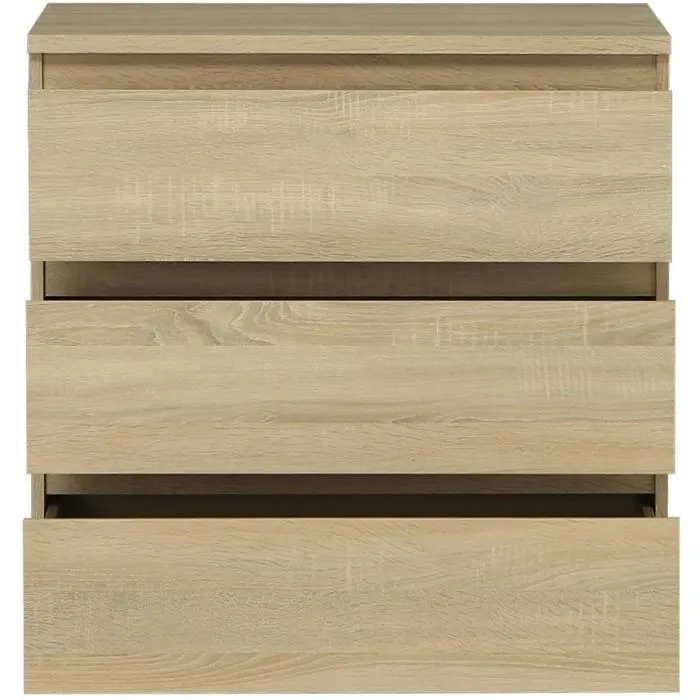 CHELSEA CHLK23-D30F Cómoda de 3 Cajones Color Roble L 77,2 x P 42 x H 79,9 cm 2