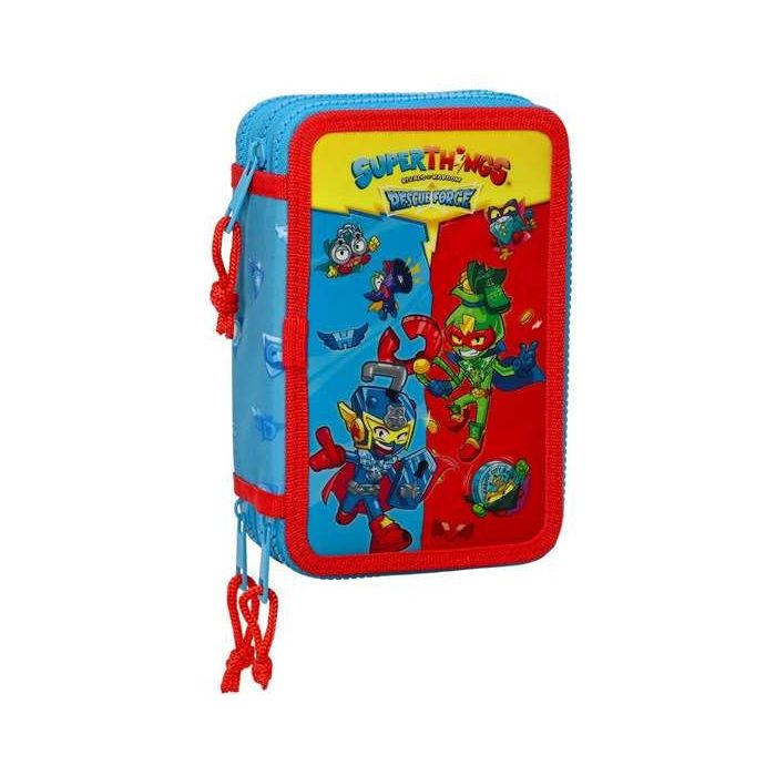 Plumier Triple SuperThings Rescue force 12.5 x 19.5 x 5.5 cm Azul (36 Piezas)