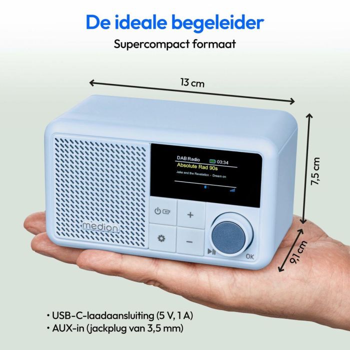 Medion AAAQH12606 Mini Radio Portátil DAB/FM Mono 2W RMS Azul 6