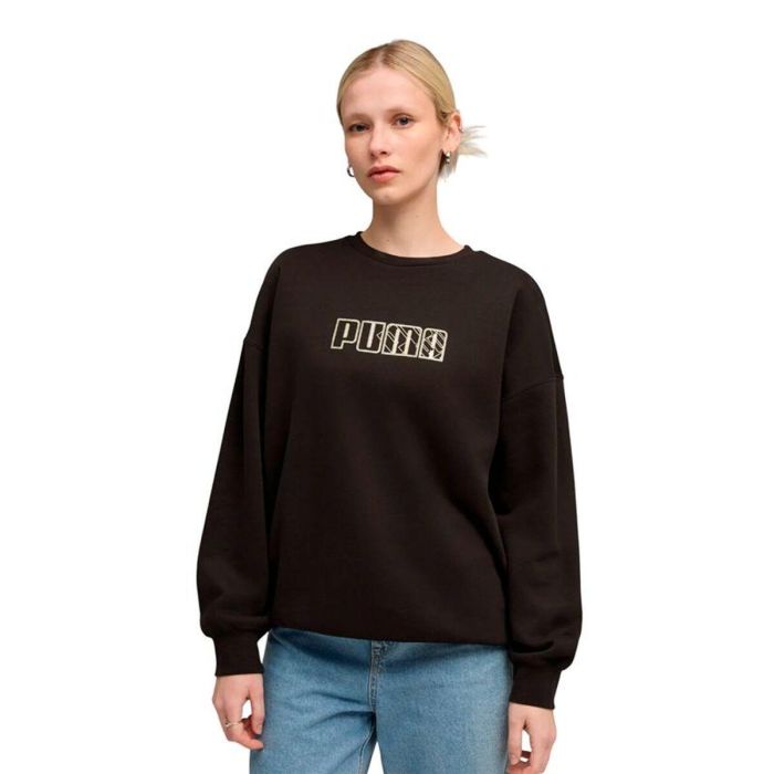 Sudadera sin Capucha Mujer Puma Maximal Metallic Oversized Crew FL Negro S 2
