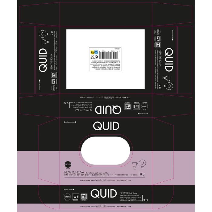 Quid Set 6 Tazas con Plato Porcelana New Renova 9 cL 4 Quid Set 6 Tazas con Plato Porcelana New Renova 9 cL 4