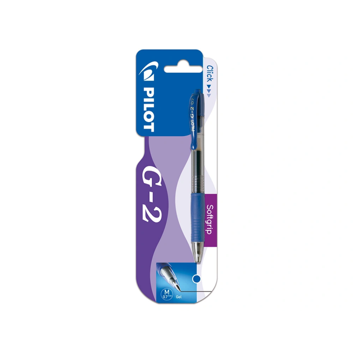 Pilot Bolígrafo G-2 Azul Tinta Gel Retráctil Sujeción de Caucho en Blister 7