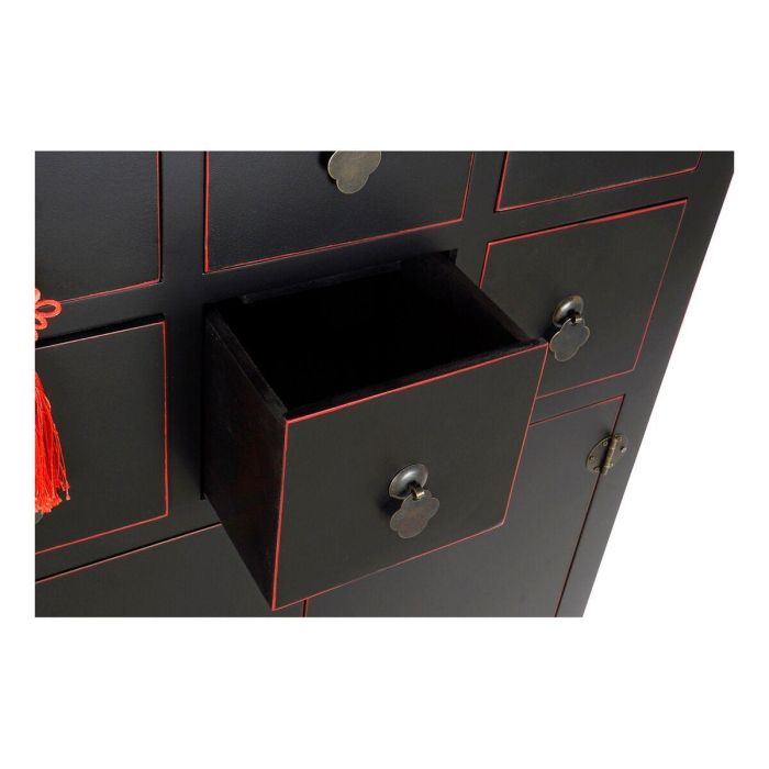 DKD Home Decor Cajonera Oriental Masako con 6 Cajones y 2 Puertas de Madera de Abeto y MDF, Negro y Rojo, 63x27x101 cm 3 DKD Home Decor Cajonera Oriental Masako con 6 Cajones y 2 Puertas de Madera de Abeto y MDF, Negro y Rojo, 63x27x101 cm 3