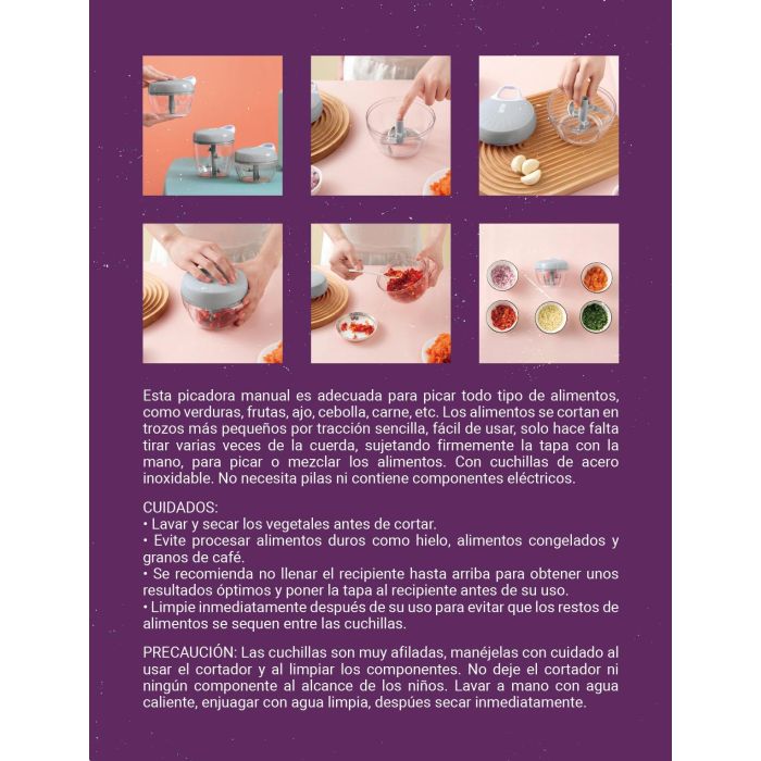 Quttin Cortador de Alimentos Manual con Tirador 500ml 14 x 10.5 cm (12 Unidades) 13