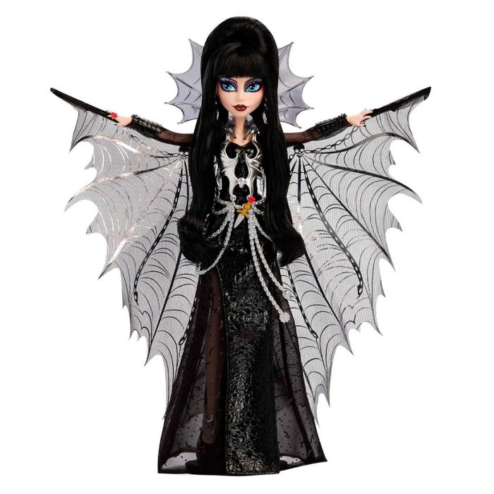 Monster High Hyv99 Muñeca Skullector Elvira Reina de las Tinieblas con Conjunto Gótico Brillante Mattel 1