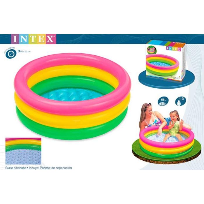 Piscina hinchable 3 aros colores con suelo hinchable (capacidad 56 litros) (1/3 años) 86x25 cm Piscina hinchable 3 aros colores con suelo hinchable (capacidad 56 litros) (1/3 años) 86x25 cm