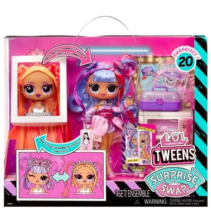 LOL Surprise Tweens Surprise Swap Fashion Doll- Buns-2- Braids Bailey - 1 muñeca Tweens de 17 cm, 1 mini cabezal de peinado y accesorios 4 LOL Surprise Tweens Surprise Swap Fashion Doll- Buns-2- Braids Bailey - 1 muñeca Tweens de 17 cm, 1 mini cabezal de peinado y accesorios 4