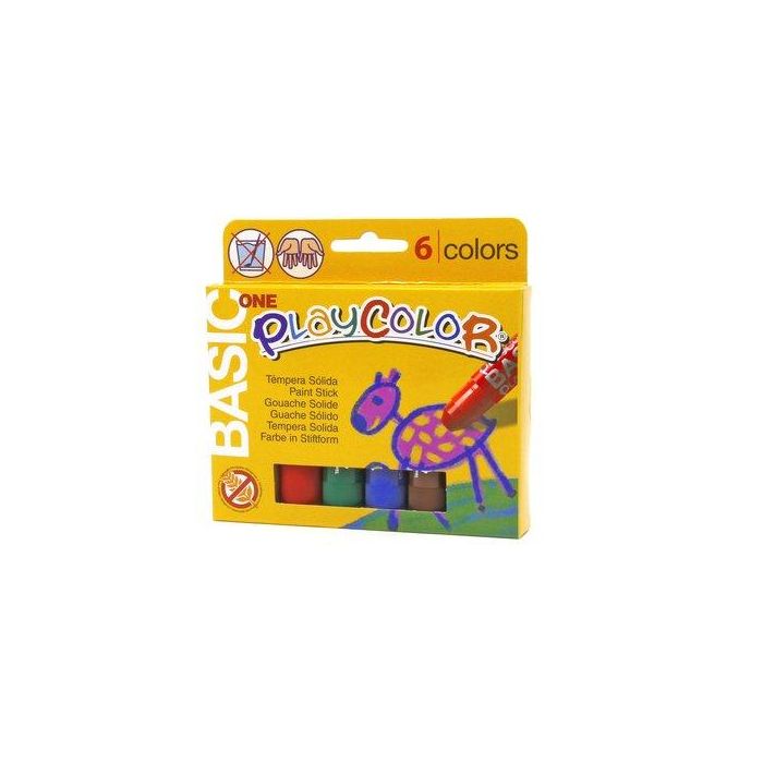 Playcolor Témperas Sólidas Basic One Barra Estuche De 6 C-Surtidos - Ideal para dibujo escolar, fácil y limpio