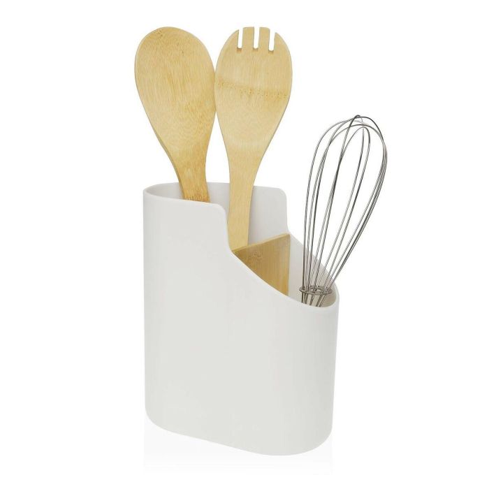 Bote para Utensilios de Cocina Versa Blanco Bambú ABS 8,5 x 17,6 x 15 cm 1