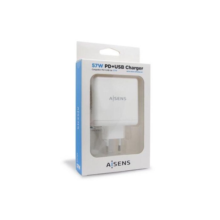AISENS - CARGADOR 57W 1xUSB-C PD3.0 45W 1xUSB-A 5V/2.4A 12W BLANCO 2 AISENS - CARGADOR 57W 1xUSB-C PD3.0 45W 1xUSB-A 5V/2.4A 12W BLANCO 2