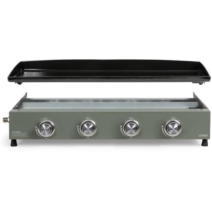 Livoo DOC325 Plancha de gas con 4 Quemadores, Color Verde y Negro 1 Livoo DOC325 Plancha de gas con 4 Quemadores, Color Verde y Negro 1