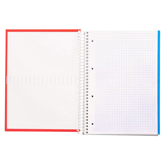 Cuaderno Espiral Liderpapel A4 Micro Crafty Tapa Forrada 120H 90 gr Cuadro 5 mm 5 Bandas 4 Colores Color Rojo 8