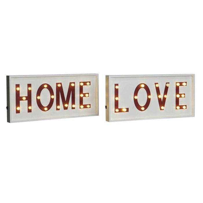 DKD Home Decor Decoración de Pared Urban Cartel LED Madera Blanco Rojo, Diseño Love Home, 4x22x48 cm (2 Unidades) 2 DKD Home Decor Decoración de Pared Urban Cartel LED Madera Blanco Rojo, Diseño Love Home, 4x22x48 cm (2 Unidades) 2
