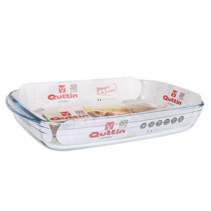 Fuente para Horno Quttin Transparente Vidrio Rectangular 3 L 35,4 x 22 x 5,5 cm (6 Unidades) 1