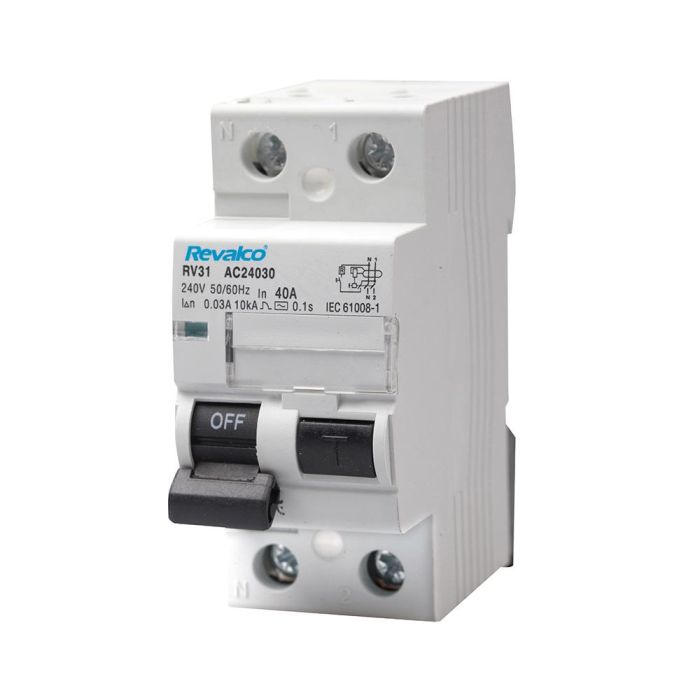 Revalco Interruptor Diferencial 2 Polos 40A Blanco Baquelita 240V 36mm