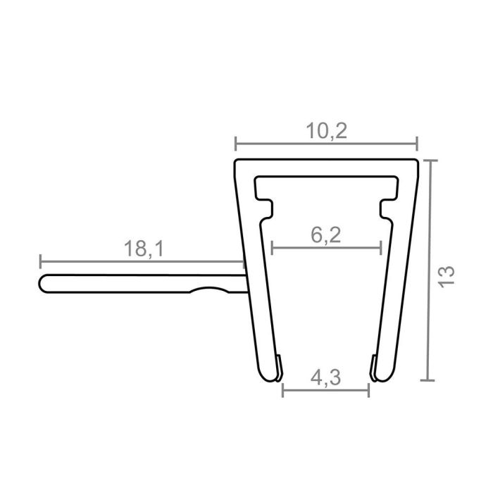 Perfil para mampara con junta de cruce 18mm pf5 28,2x13mm tr 18528 micel 1