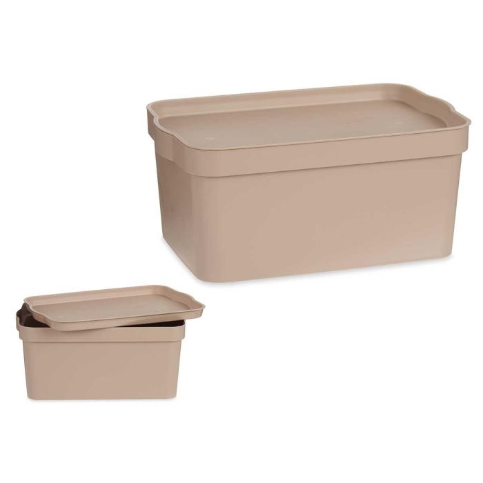 Caja Plastico Con Tapa 7,5L Beige Kipit 21X14CM (12 Unidades) Caja Plastico Con Tapa 7,5L Beige Kipit 21X14CM (12 Unidades)