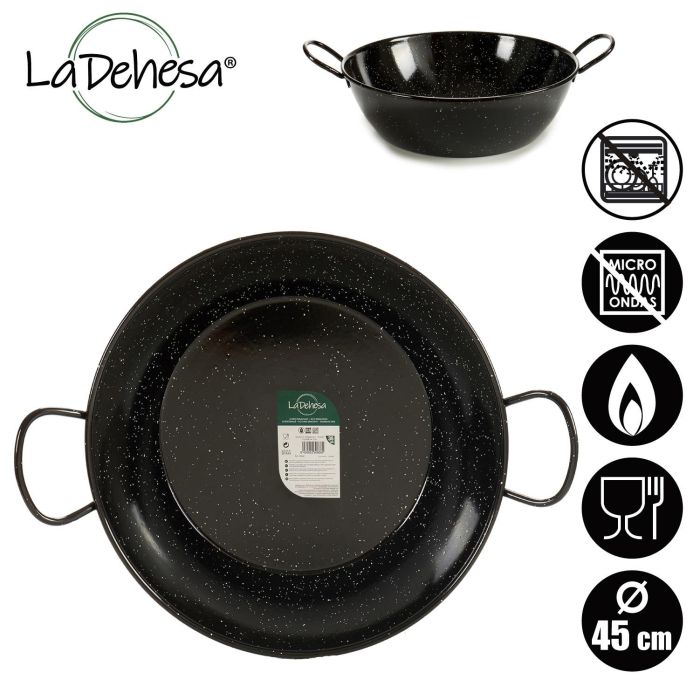 Sartén Honda Esmaltada La Dehesa 45 cm, Acero Esmaltado, Negro (3 Unidades) 3 Sartén Honda Esmaltada La Dehesa 45 cm, Acero Esmaltado, Negro (3 Unidades) 3