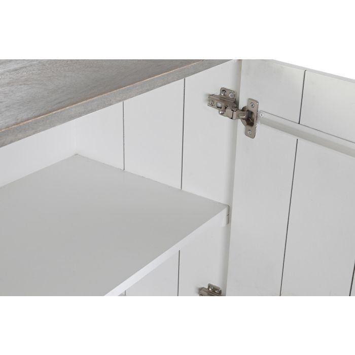 DKD Home Decor Buffet Blanco Dorado Madera Mango y Metal, 152x43x84 cm, 4 Puertas, 2 Estanterías, Hecho a Mano y Desmontable 4