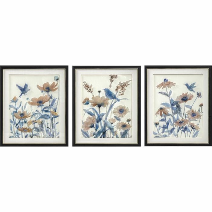 Cuadro Shabby DKD Home Decor Azul Beige 2 x 60 x 50 cm (3 Unidades)