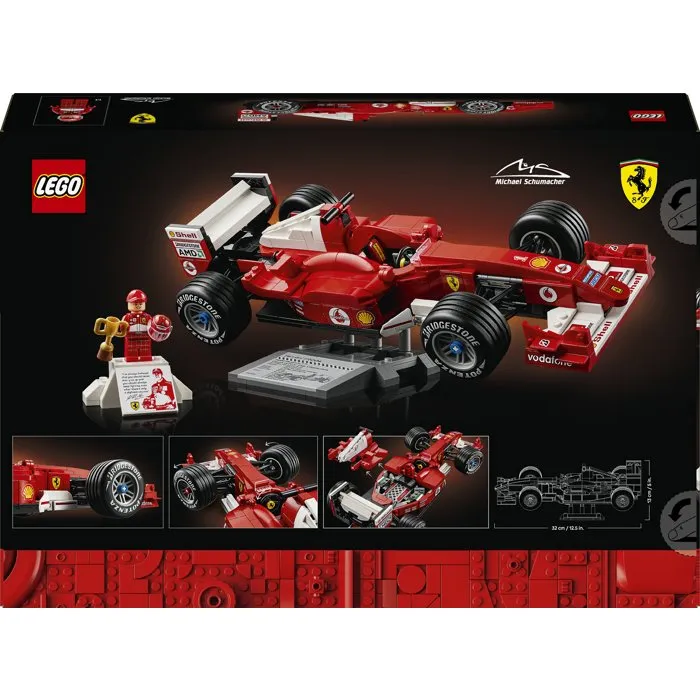 Lego Icons Ferrari F2004 y Michael Schumacher 11375 - Modelo de Coches de F1 - Set de Construcción para Adultos