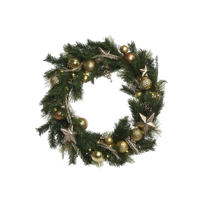 Corona Navidad Moderna DKD Home Decor Verde Dorado 10 x 60 x 60 cm (2 Unidades) 1
