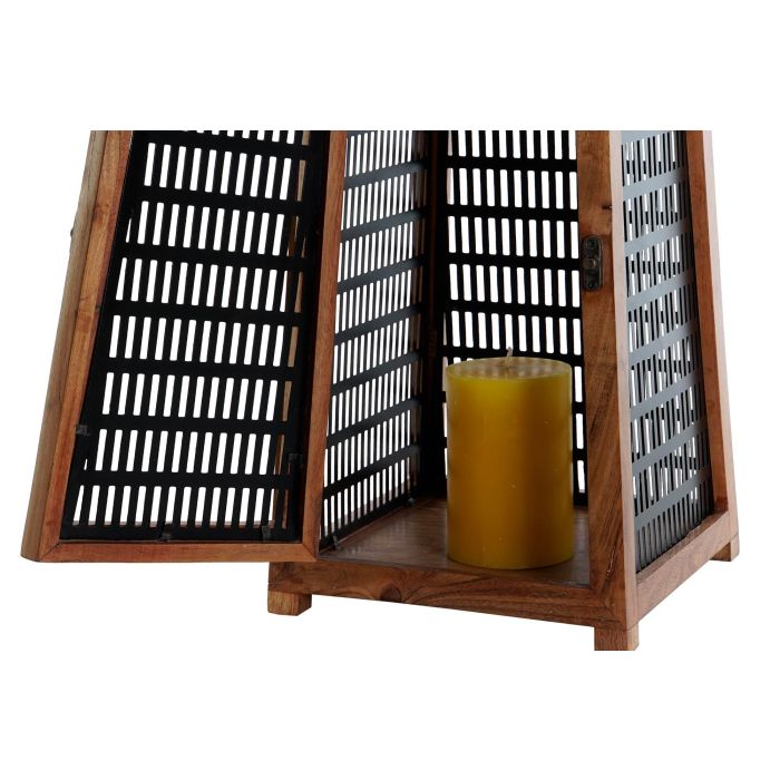 DKD Home Decor Portavela Colonial Natural Negro Mango Metal 20 x 38 x 20 cm 4