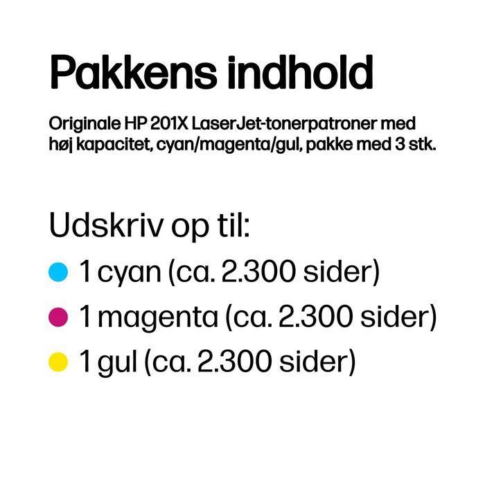 HP 201X 3-pack High Yield Cyan/Magenta/Yellow Original LaserJet Toner Cartridges 5 HP 201X 3-pack High Yield Cyan/Magenta/Yellow Original LaserJet Toner Cartridges 5