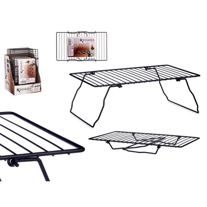 Soporte Negro Metal Estantería Plegable Kinvara 37x23.5x3.5 cm (8 Unidades) Soporte Negro Metal Estantería Plegable Kinvara 37x23.5x3.5 cm (8 Unidades)
