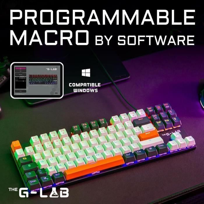 Teclado Gaming - THE G-LAB - KEYZ-MERCURY-C/FR - Mecánico - TKL - 3 colores Blanco+Negro+NaranjaFR 2