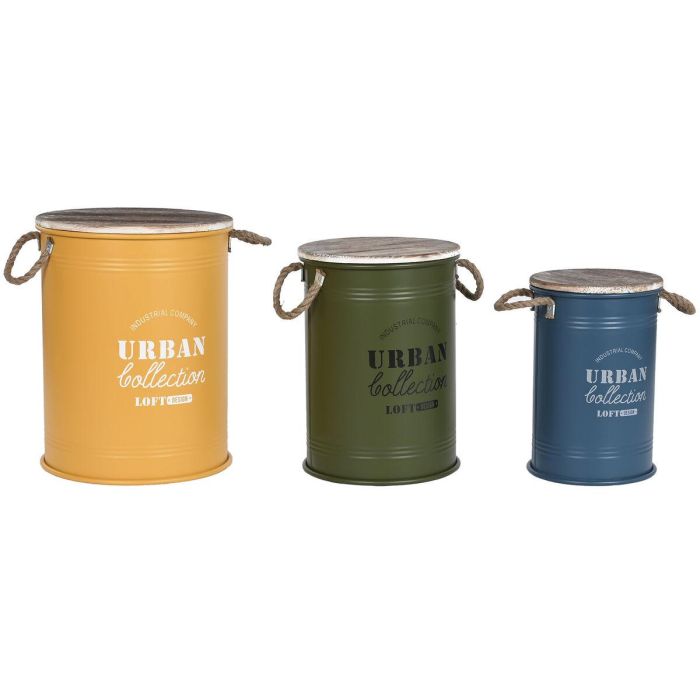 Baul Urban DKD Home Decor Amarillo Verde Musgo 40 x 52 x 40 cm Set de 3