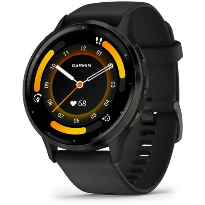 Reloj GPS conectado - GARMIN - Venu 3 - WiFi - 35,4 mm (1.4) - Acero gris, caja negra y correa de silicona negra