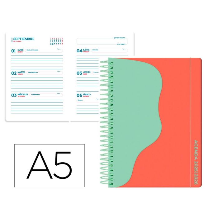 Agenda Escolar Liderpapel 25-26 Espiral Waves Rojo Semana Vista A5 Bilingüe Papelfsc 80 gr 0 Agenda Escolar Liderpapel 25-26 Espiral Waves Rojo Semana Vista A5 Bilingüe Papelfsc 80 gr 0