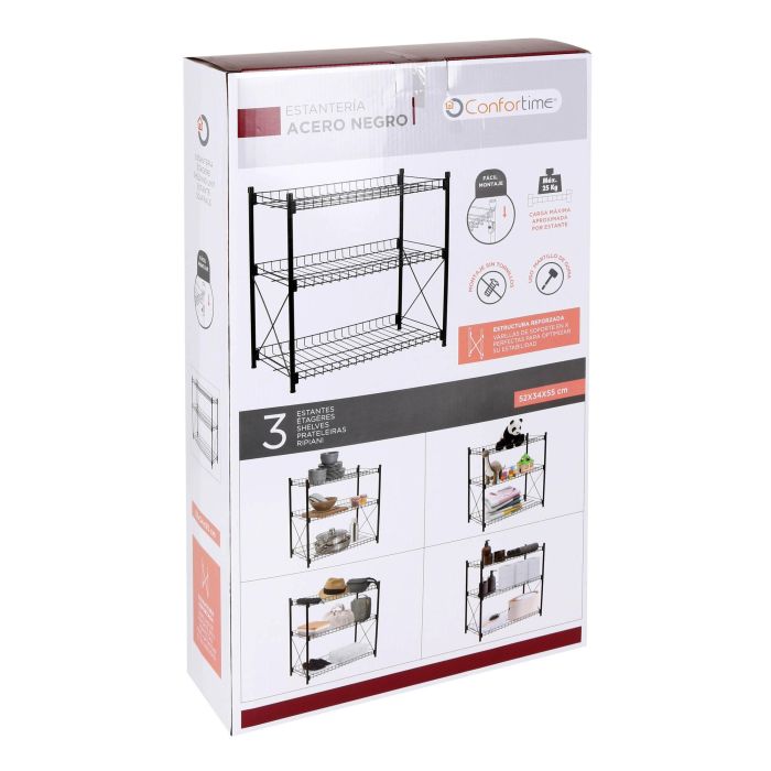 Confortime Estantería 3 Niveles Metal 52 x 34 x 55 cm (2 Unidades) 5
