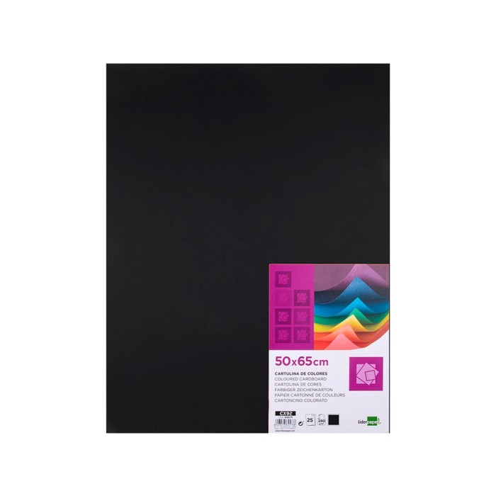 Liderpapel Cartulina Negro 50x65 cm 180g/m2 Paquete 25 Hojas 1 Liderpapel Cartulina Negro 50x65 cm 180g/m2 Paquete 25 Hojas 1