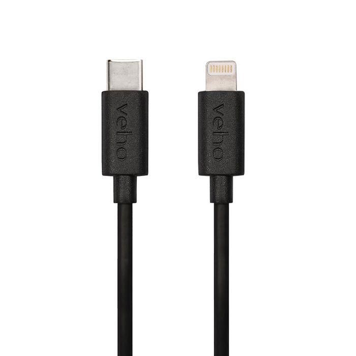 Veho Cable USB-C a Lightning Aprobado MFi para Dispositivos Apple, Carga y Sincronización, Negro