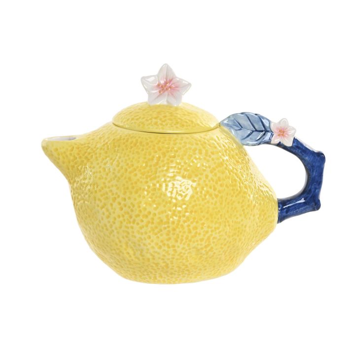 DKD Home Decor Tetera Mediterraneo Amarillo Azul 15 x 19 x 25.5 cm (2 Unidades)