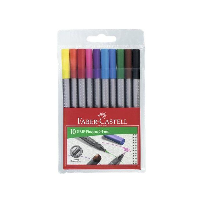 Faber Castell Rotuladores Grip Finepen 0,4 mm Estuche De 10 Colores Surtidos