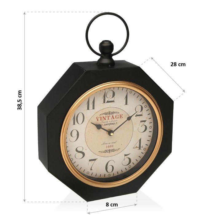 Reloj Pared Negro Versa 8X38CM (2 Unidades) 2 Reloj Pared Negro Versa 8X38CM (2 Unidades) 2