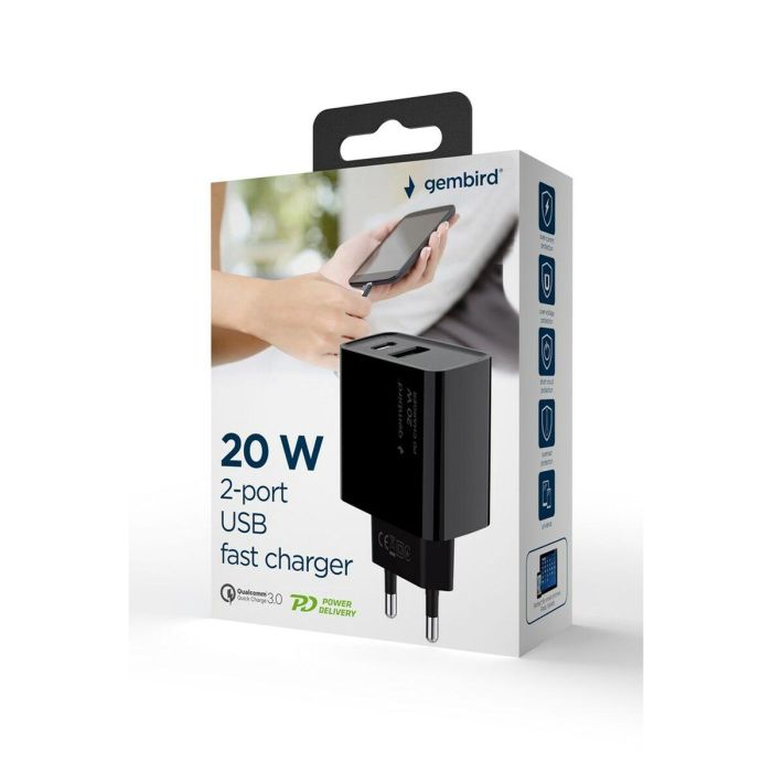 Cargador de Pared GEMBIRD TA-UC-PDQC20-01-BK 9 Cargador de Pared GEMBIRD TA-UC-PDQC20-01-BK 9